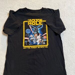 Kids Large Black Graphic T-Shirt Jackson Hole Wyoming